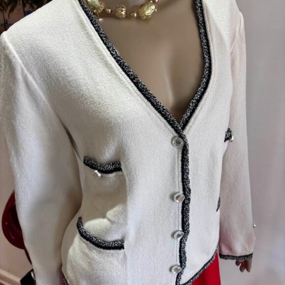 St John cream cardigan jacket blazer 12 large career buttons - Picture 1 of 3